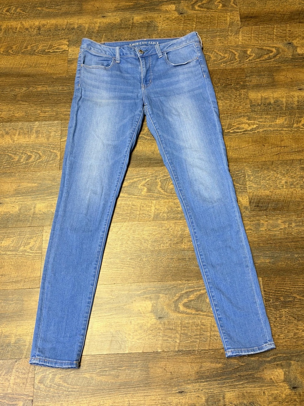 American Eagle Women's 12 X-Long Super Stretch Jeggings Blue Denim Jeans